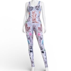NEW PING PING Clothing Etsy Funny CAT Yoga Catsuit Jumpsuit XS